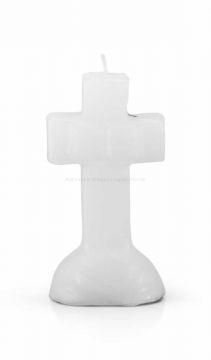 Crucifix Image Candles - White, Each