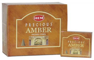 Precious Amber Incense Cones, HEM, Box/12