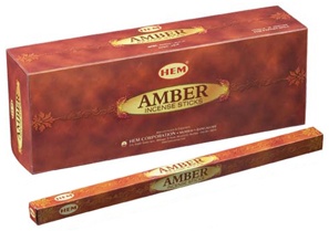 Amber Incense Sticks, HEM Square Pack - 25 Boxes x 8 Sticks