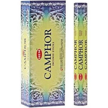 Camphor Incense Sticks, HEM Hex Pack - 6 Boxes x 20 Sticks