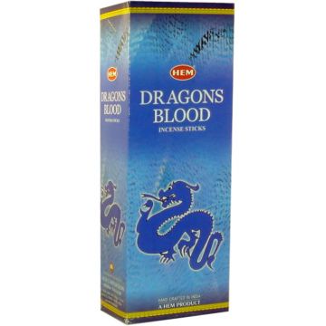 Dragon's Blood Blue Incense Sticks, HEM Hex Pack - 6 Boxes x 20 Sticks