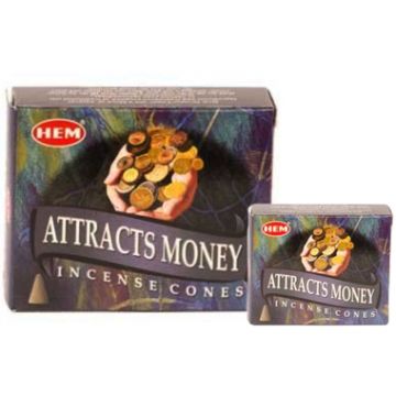 Attracts Money Incense Cones, HEM, Box/12