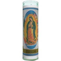 Virgin Guadalupe Labeled 7 Day Candle, White