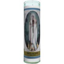 Santa Muerte (Holy Death) Labeled 7 Day Candle, White
