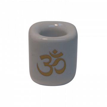 White Ceramic With Gold Om Chime Candle Holder 1/2", Pack of 5