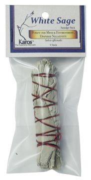 White Sage Smudge Stick 4",  Kairos Packaged (6 Pack)