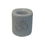 White Ceramic With Silver Om Chime Candle Holder 1/2", Pack of 5