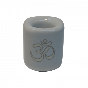 White Ceramic With Silver Om Chime Candle Holder 1/2", Pack of 5