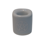 White Ceramic With Silver Pentacle Chime Candle Holder 1/2", Pack of 5